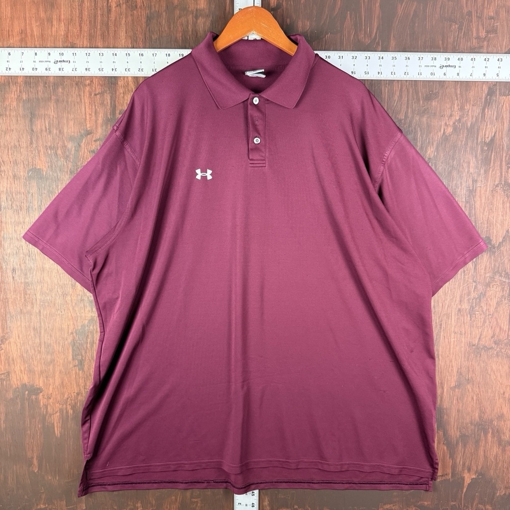 Under Armour Performance Polo Shirt Short Sleeve Collar‎ Maroon Logo Men's 3XL